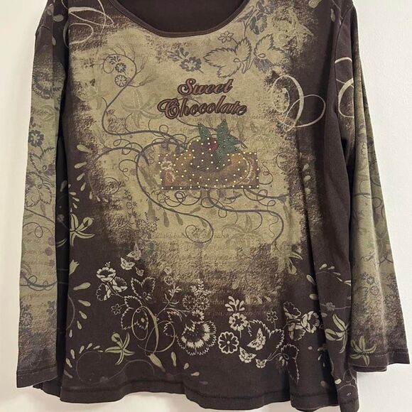 Source Unknown Tops - Unbranded Women's Brown and Green Blouse